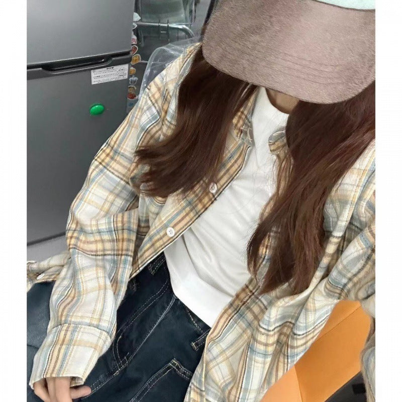 Female Dopamine Tender Plaid Shirt Coat