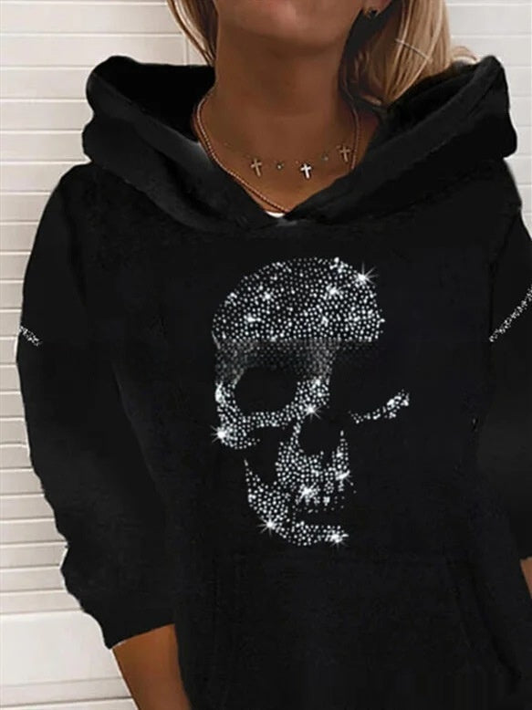 Halloween Slimming Round Neck Printed Pullover Hooded