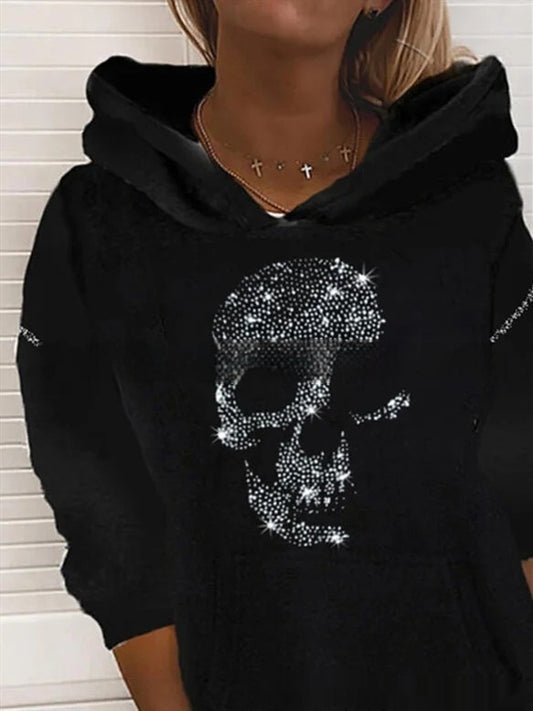 Halloween Slimming Round Neck Printed Pullover Hooded