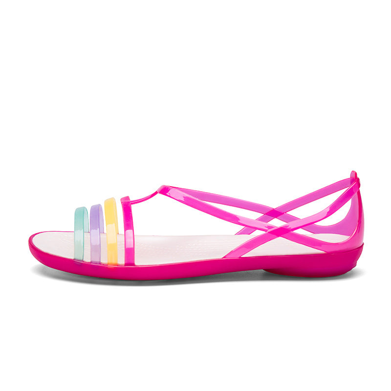 Forår Og Sommer Nye Jelly Sko HY Dame TPU Flade Skridsikre Jelly Slippers Mode Hul Sandaler