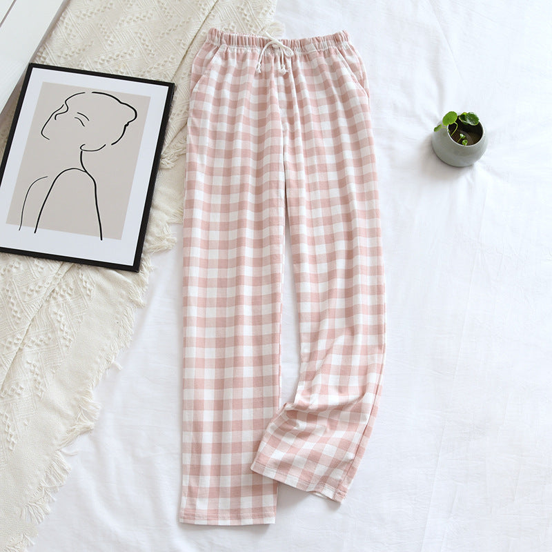Women's Men's Knitted Plaid Pajama Pants