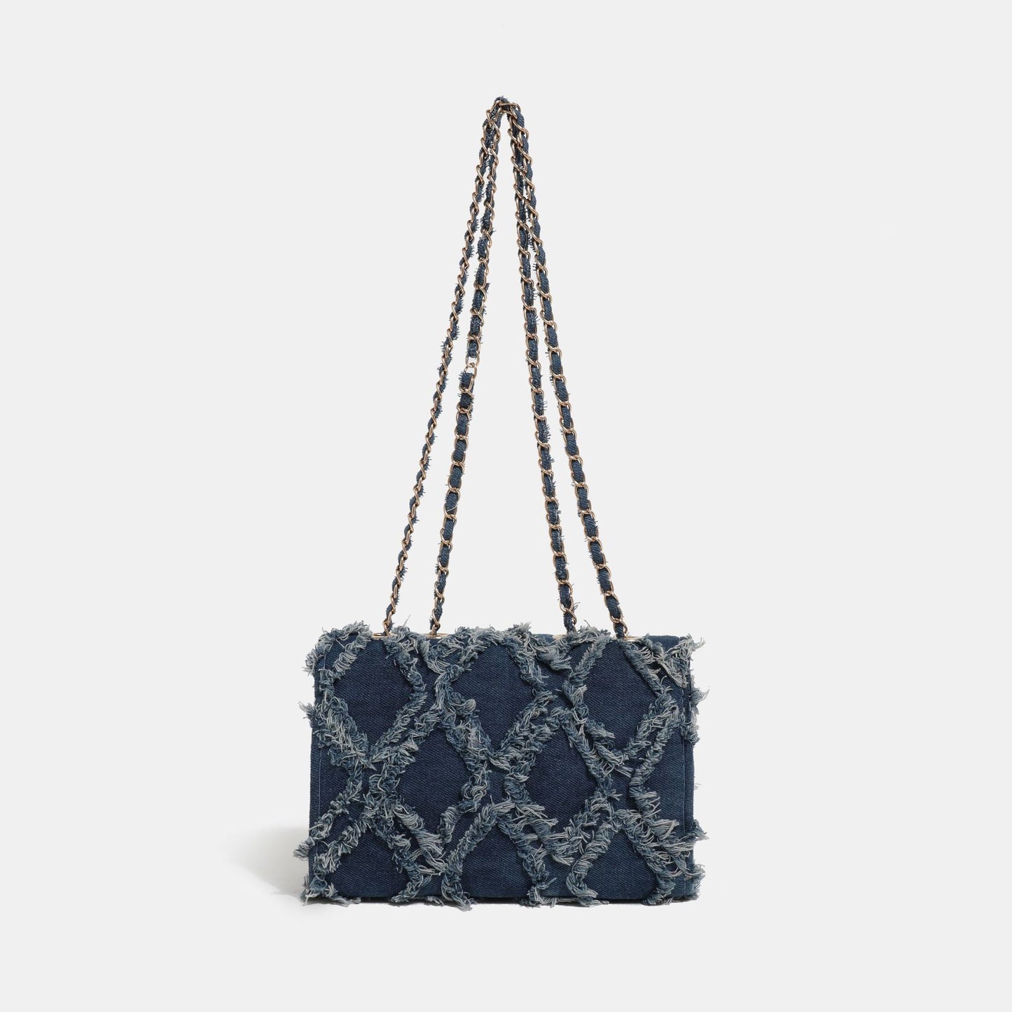 Denim Chain Flap Rhombus Shoulder Bag