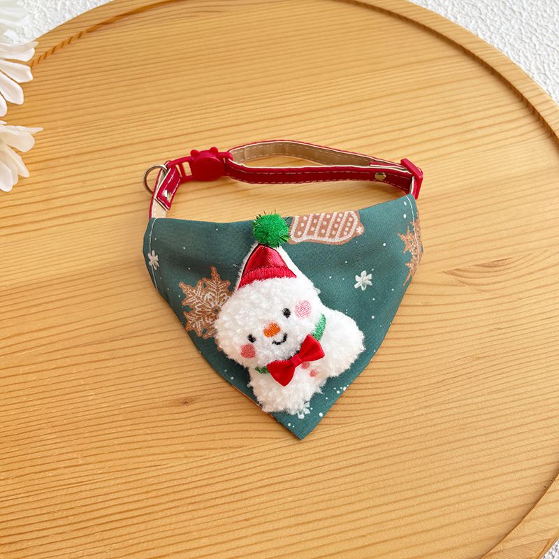 Christmas Pet Large Handkerchief Scarf, Red Santa Claus And Christmas Tree Pattern, One Size Suitable For All 9.06-15.75 Inches.Adjustable Festival Collars For Cats And Dogs