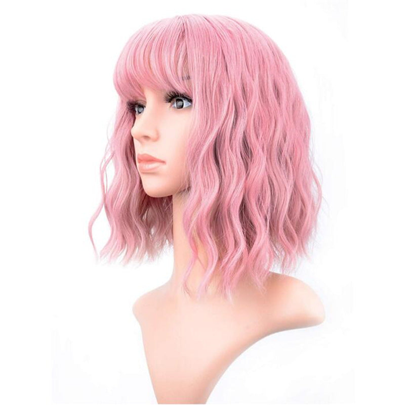 Women's Small Wave Micro-volume Mid-length Wig And Headgear