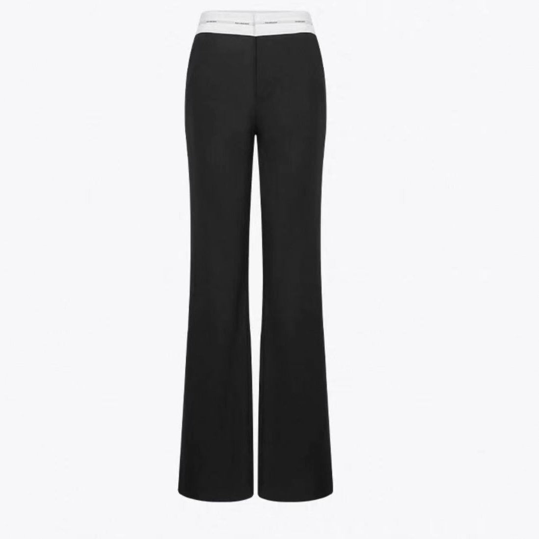 Heavyweight Straight-leg Black Casual Pants With A Relaxed Draped Fit