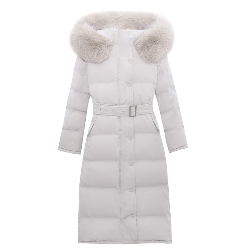 Women's Mid-length Down Jacket Fashion Belt Slim Fit