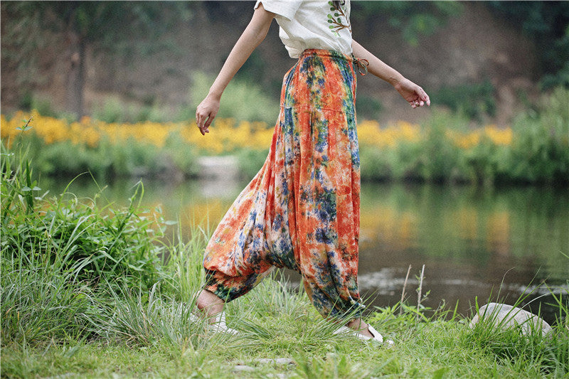 Harem Tie-dyed Big Crotch Cotton Loose Casual Pants