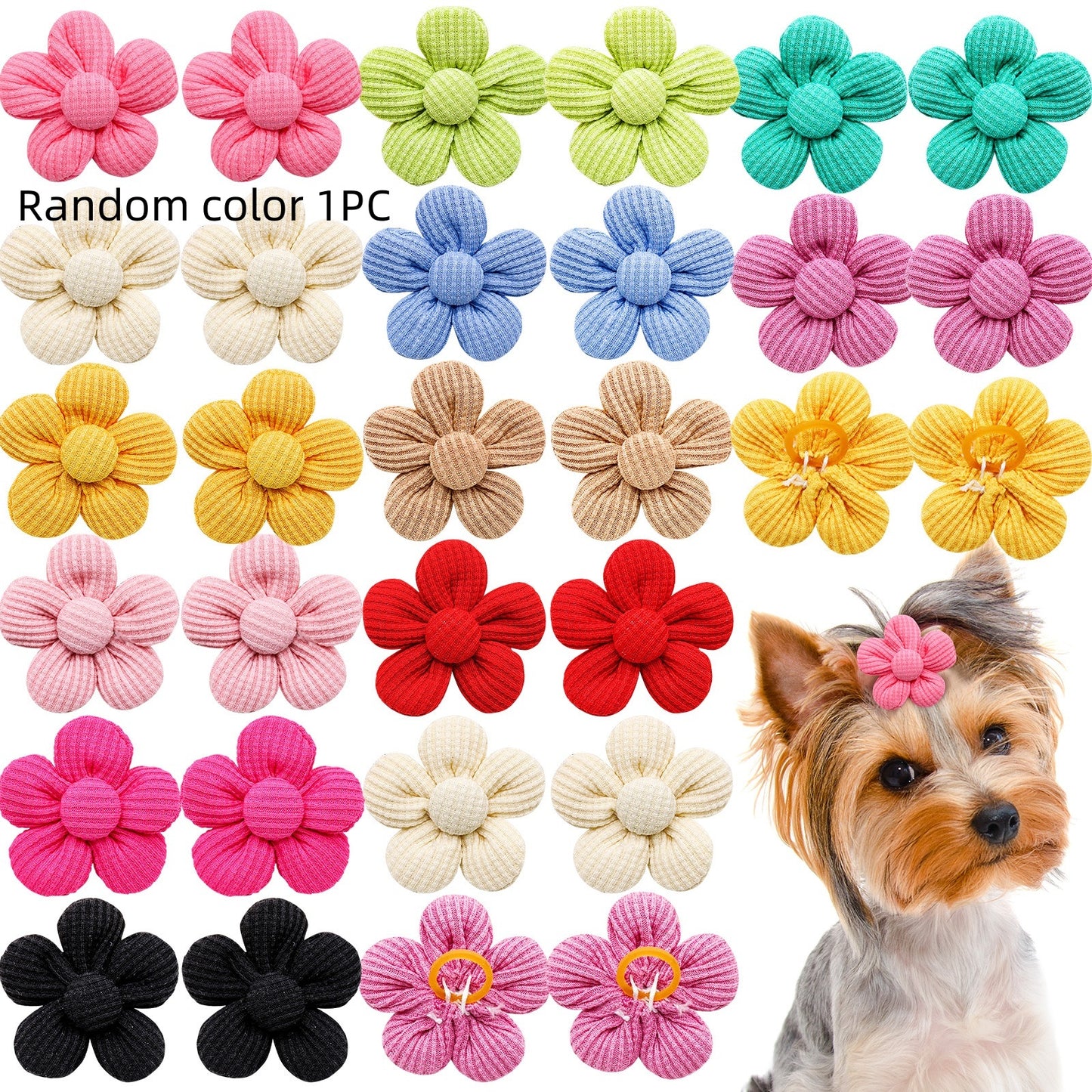 Pet Headdress Flower Spring Flower Solid Color Headdress Flower Dog Cat Accessories