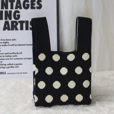 Fashionable Simple Knitting Dot Shoulder Bag Tote Bag