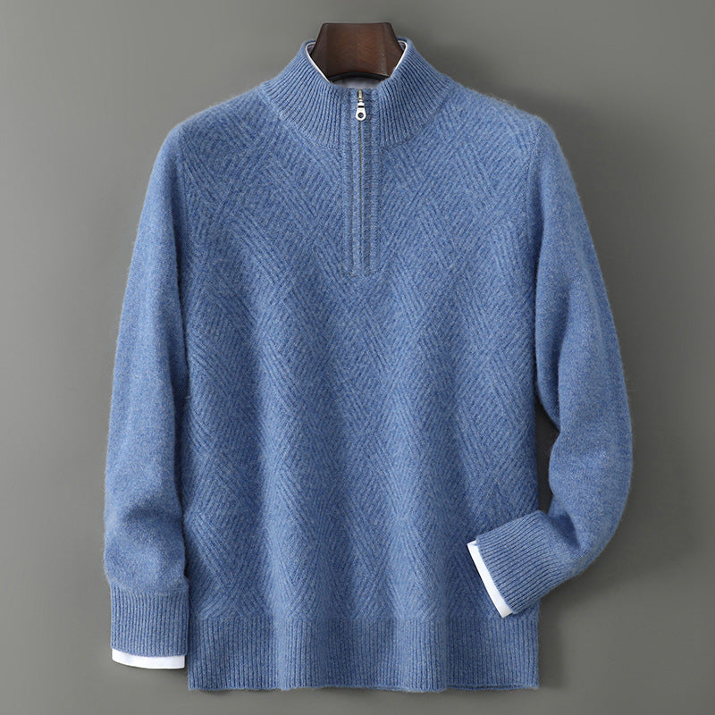 Half Turtleneck Zipper Design Pure Wool Knit Bottoming Shirt