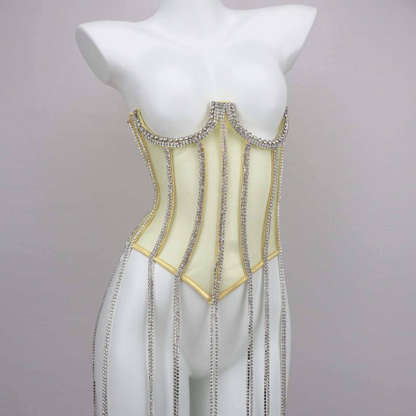 Bright Rhinestone Vest Transparent Lace Bra Hot Girl Women's Outer Wear