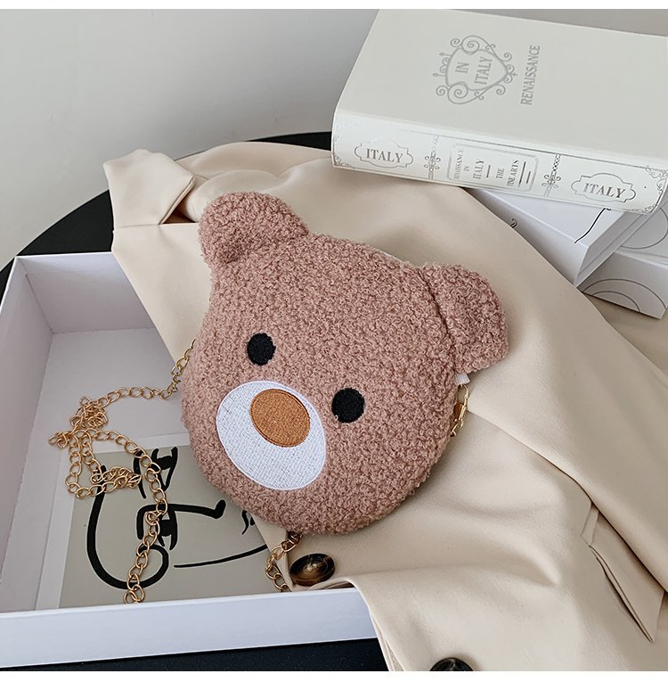 Cartoon plush bear messenger bag