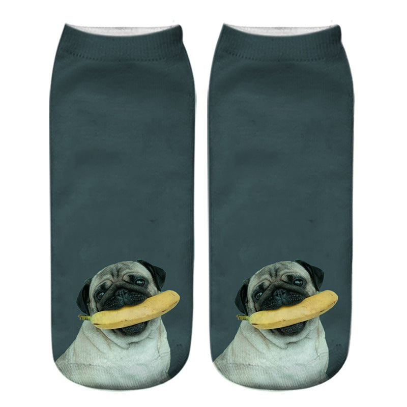 Dog PUG cartoon 3D printing socks
