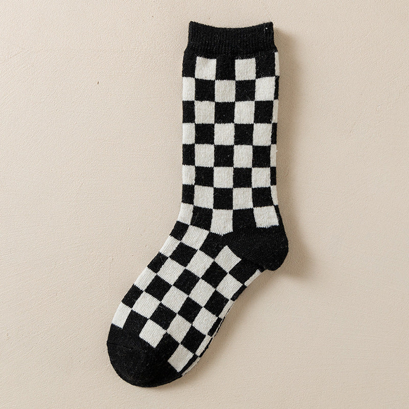 Best-selling Black-and-white Houndstooth Wool Socks