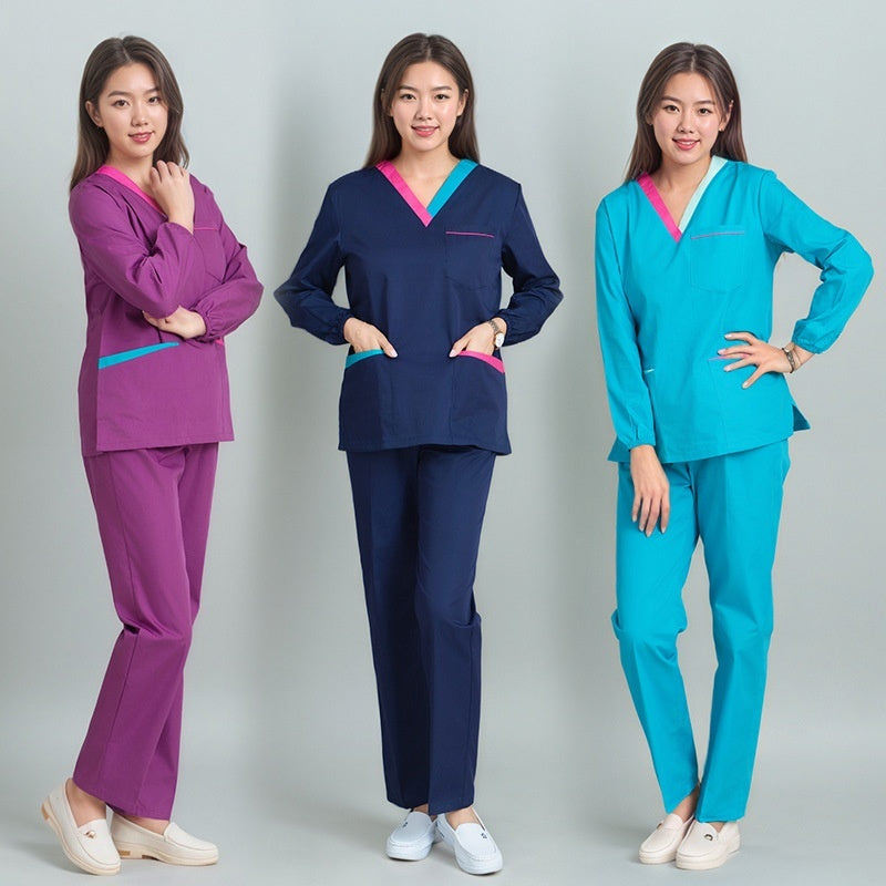 Womens Short-sleeve Scrubs With A Yin-yang Collar For Isolation Use