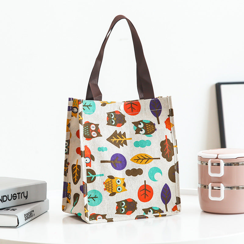 Korean Version Printed Canvas Cotton Bag Convenient Folding Handbag