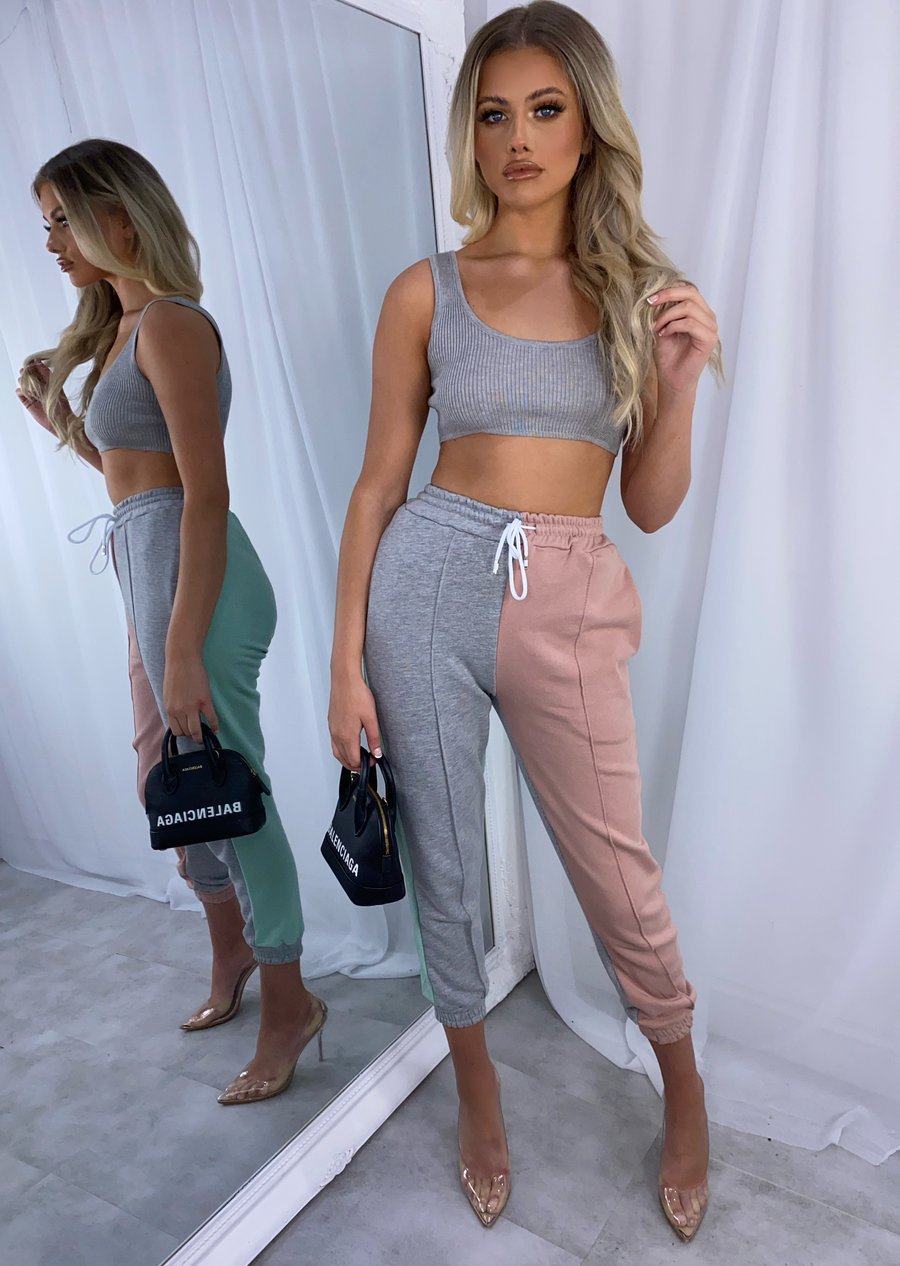Multicolor stitching casual sports pants