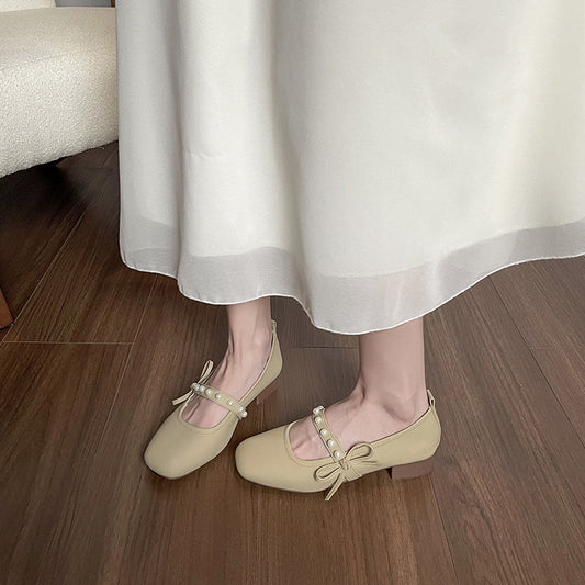 Multicolor Comfortable Low Heel Retro Easy Matching Soft Bottom Flats Autumn Chunky Heel