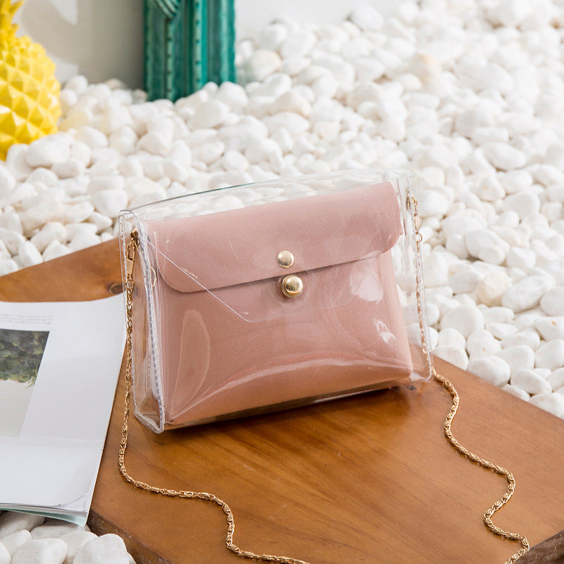 Ladies transparent one-shoulder diagonal bag