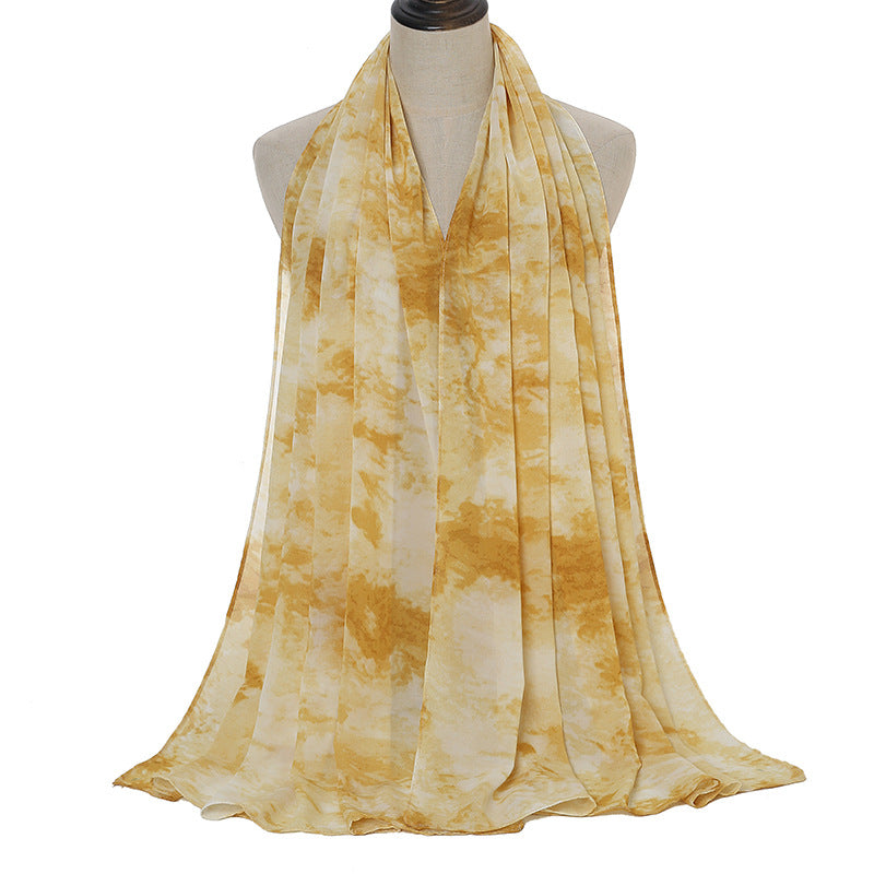 Tie-dye Printed Pearl Chiffon Scarf Shawl