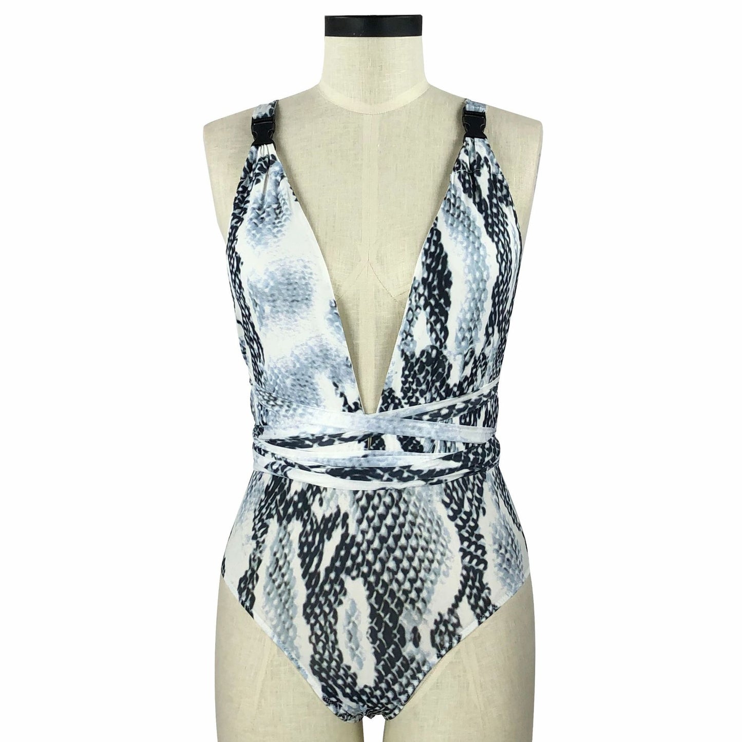 Vintage print cover belly deep V backless
