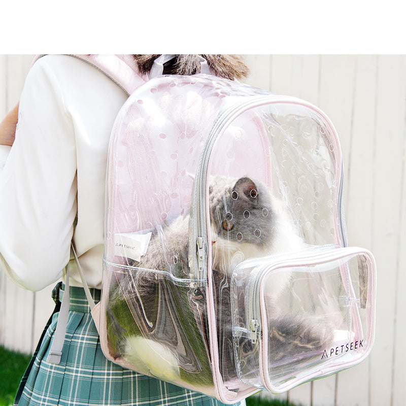 Fully transparent portable cat walking bag