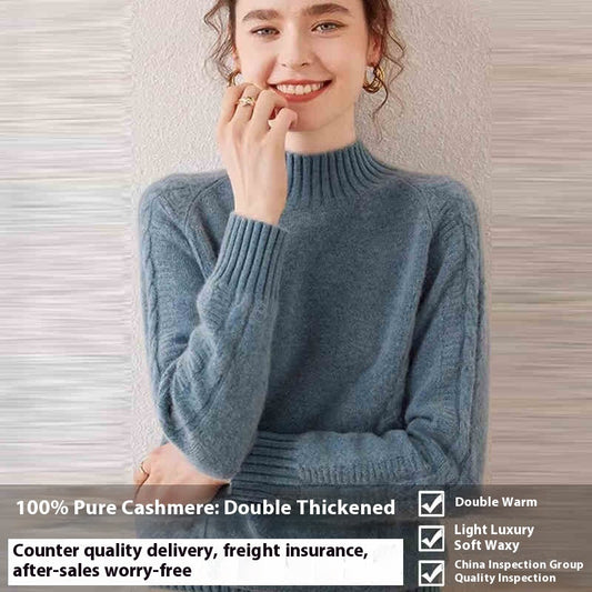 Pure Cashmere Sweater Autumn And Winter Thickened Knitting Bottoming Shirt