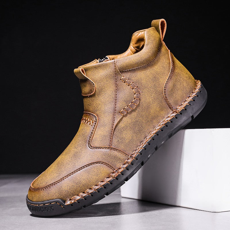 Large Size Handmade Casual Microfiber Leather Mid-top Men's Shoes