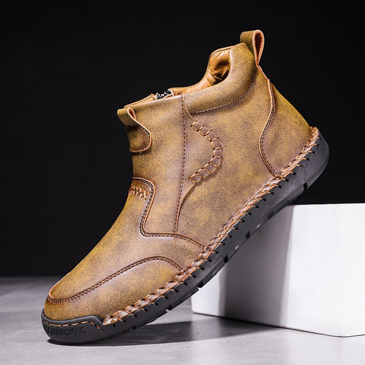 Large Size Handmade Casual Microfiber Leather Mid-top Men's Shoes