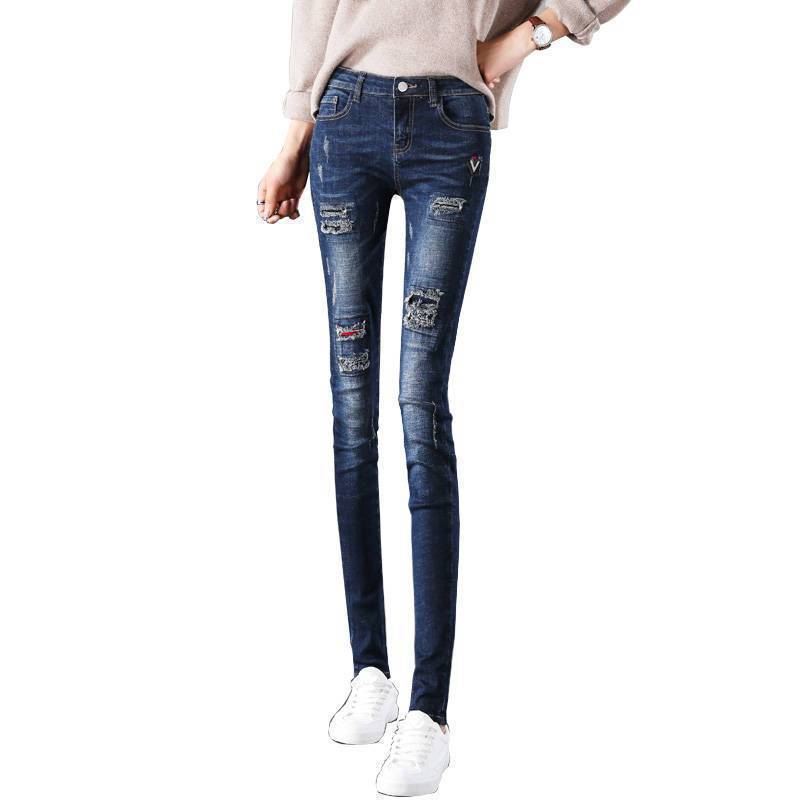 Women's Retro Ripped Jeans High Waist