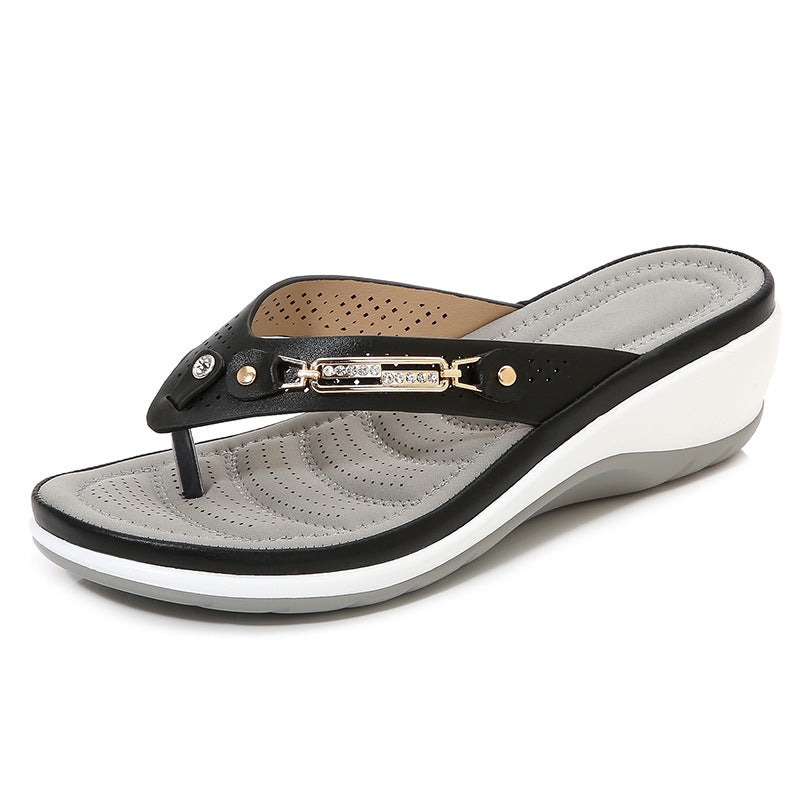 Metal buckle beach net red sandals