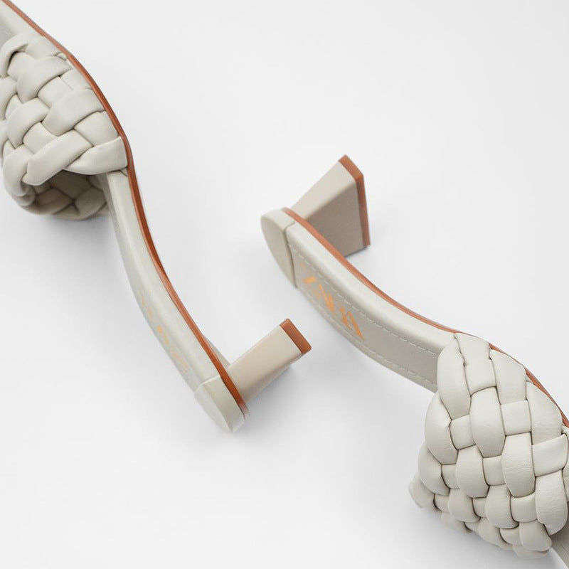 Woven high heel sandals