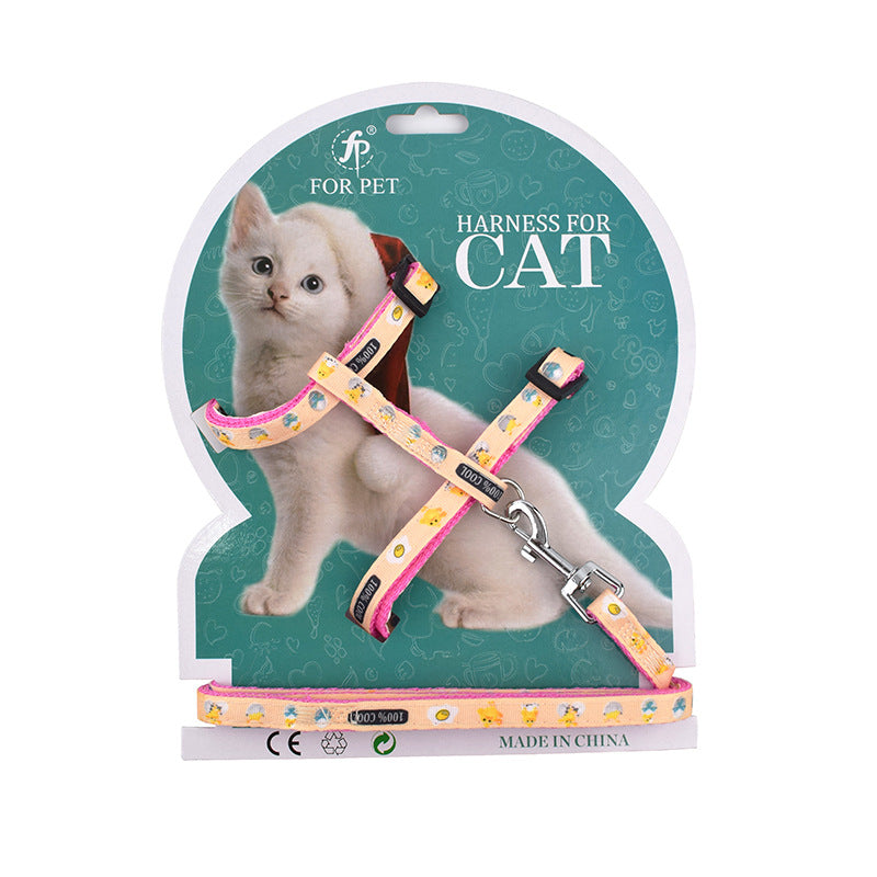 Cartoon print pet racer back and chest strap