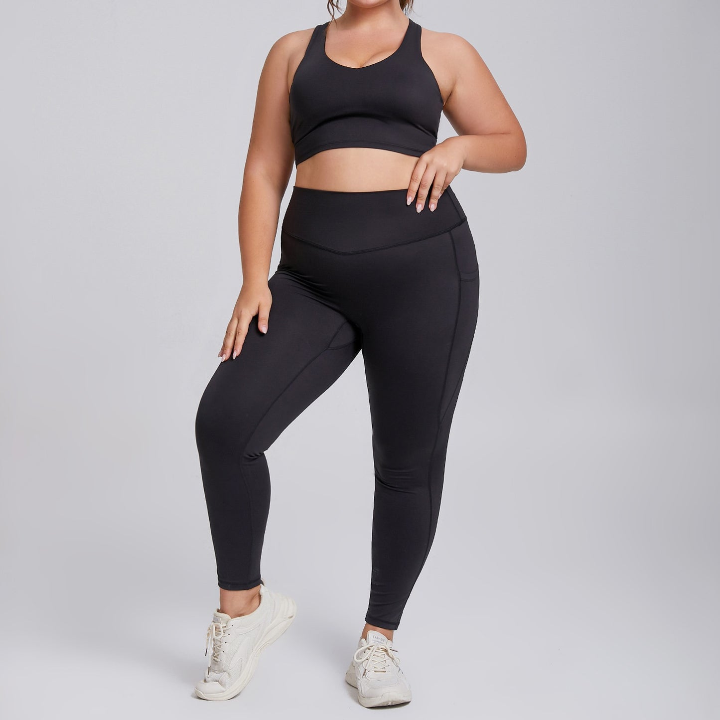 New Plus-Size Womens High-Waisted Yoga Leggings With Pockets
