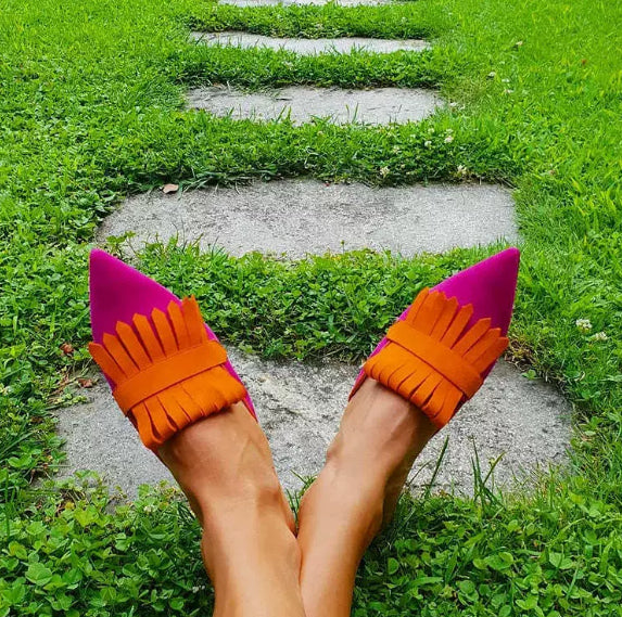 New Style Sandals Slippers Women's Square High Heels Pointed Slippers