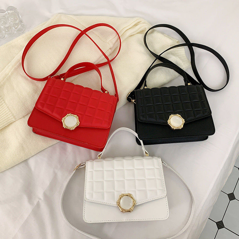 Fransk Minoritet Crossbody Højklasses Præget Firkantet Tern Perle Magnetlås Lille Firkantet Taske