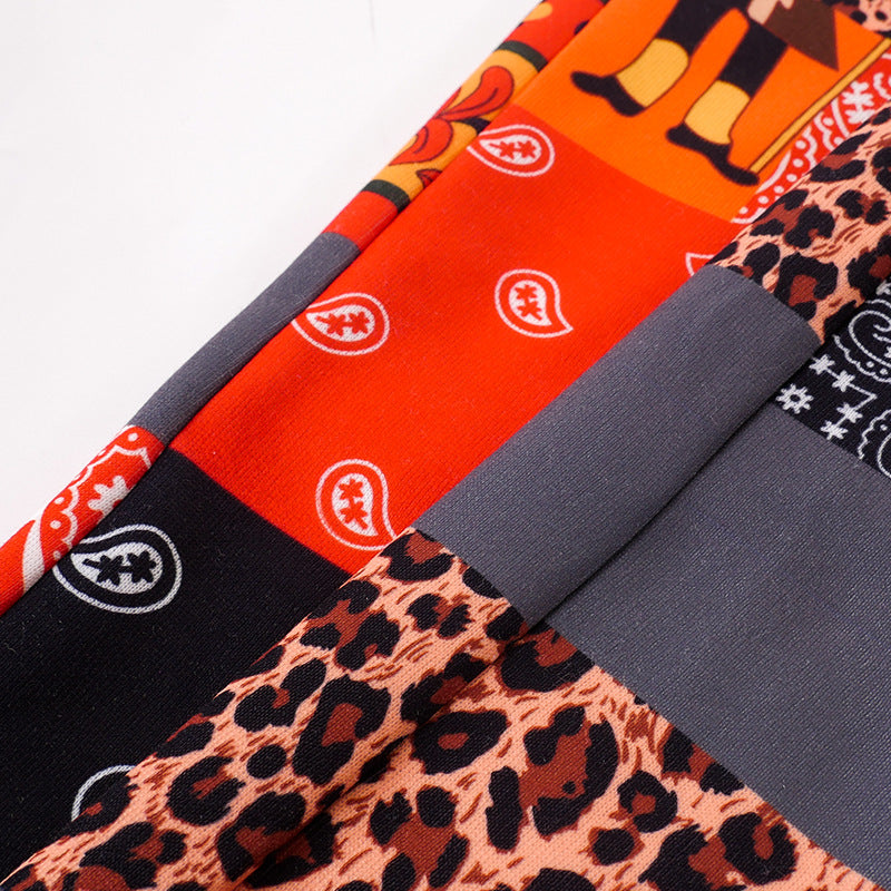Printed Drawstring Pocket Casual Trousers