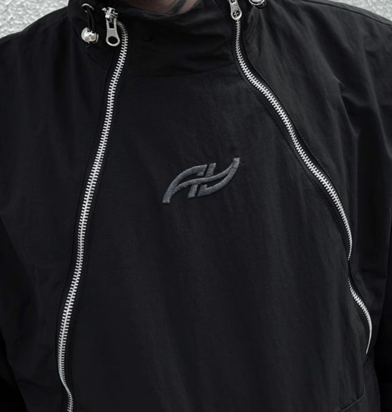 Niche Double Zipper Stand Collar Shell Jacket Jacket