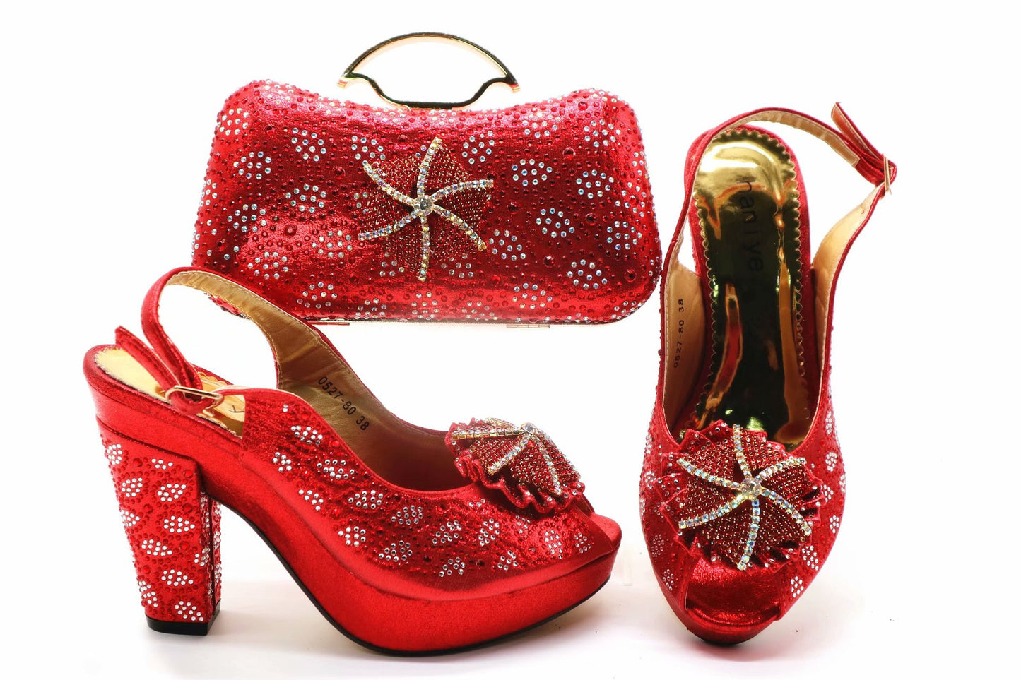 Summer New Style Fish Mouth Thick Heel Temperament Dinner Wedding Shoes Bag