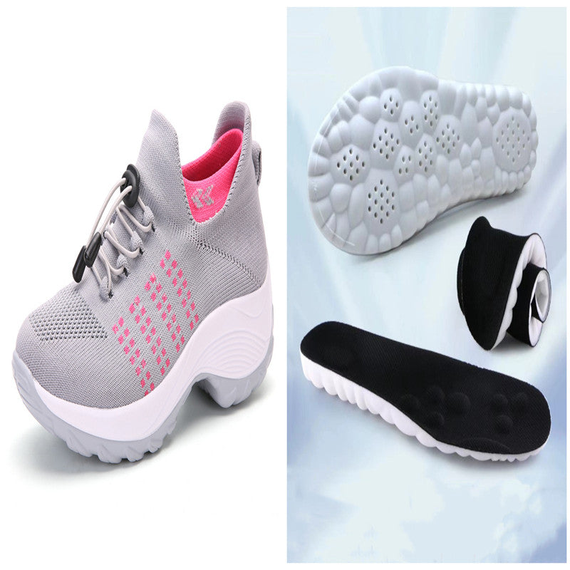 Large Size Women's Shoes High Elastic Flying Woven Breathable Sports Women's Socks Shoes