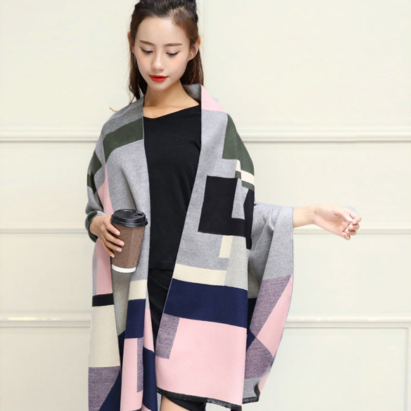 Women's double-faced jacquard cashmere scarf