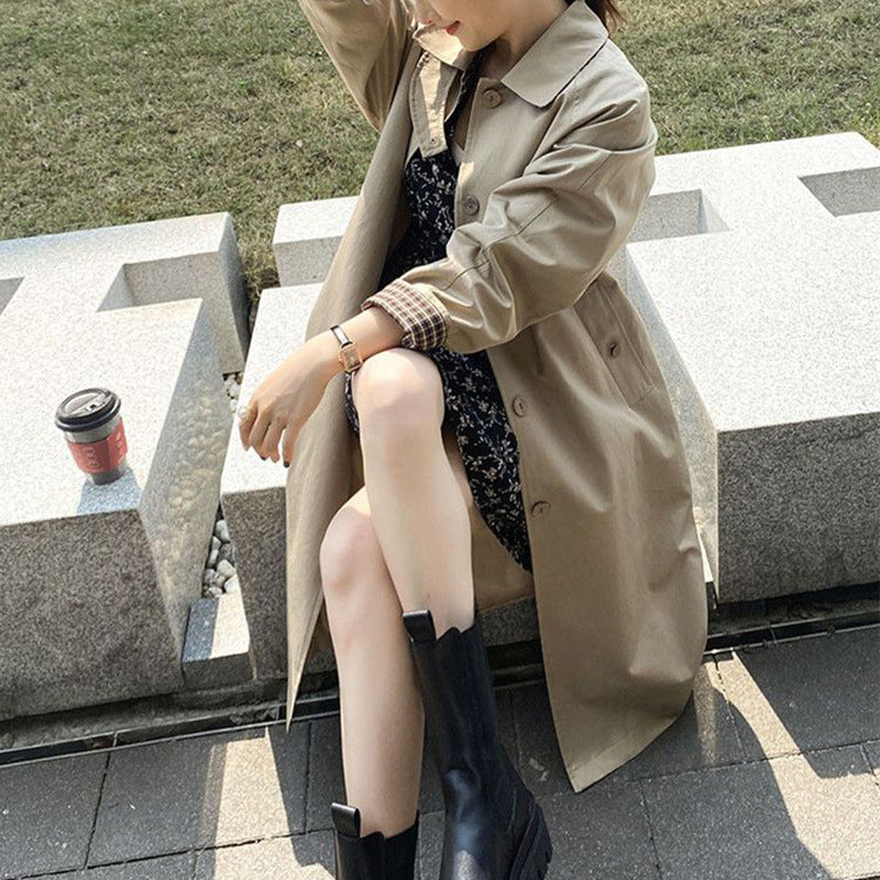Plaid Patchwork Loose And Versatile Drape Coat