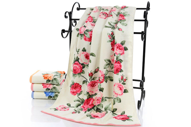 Cotton Towel Bath Towel Printed with Cut Down Peony