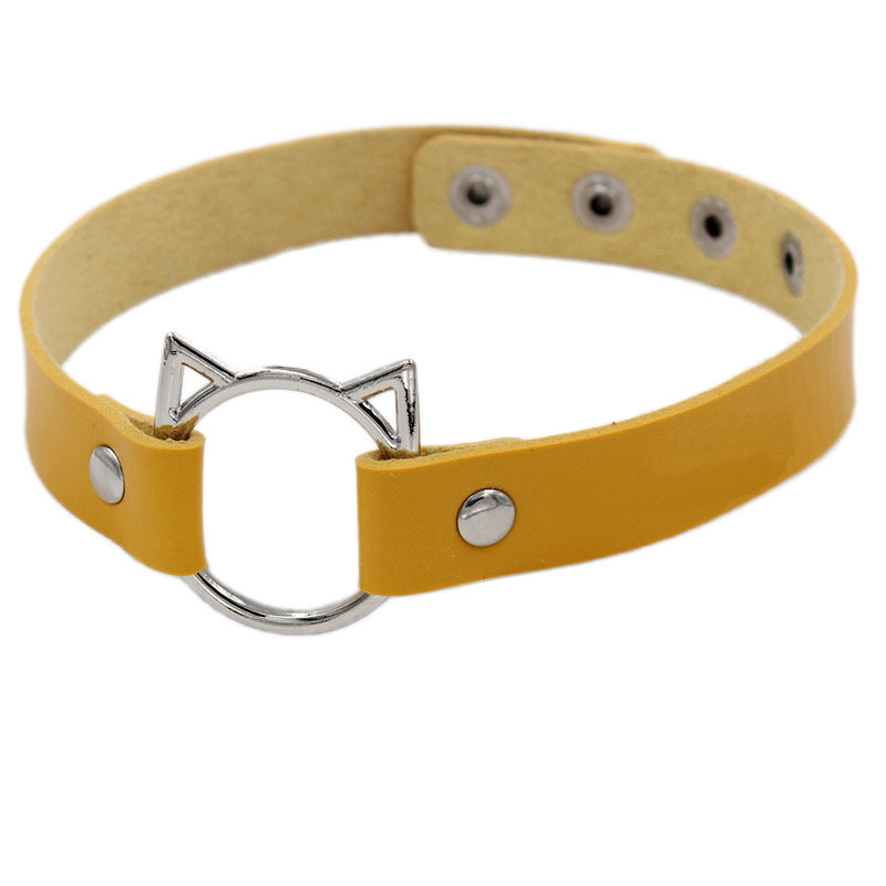 Punk Soft Girl Læderhalsbånd Damehals Med Net Red Kravebenskæde