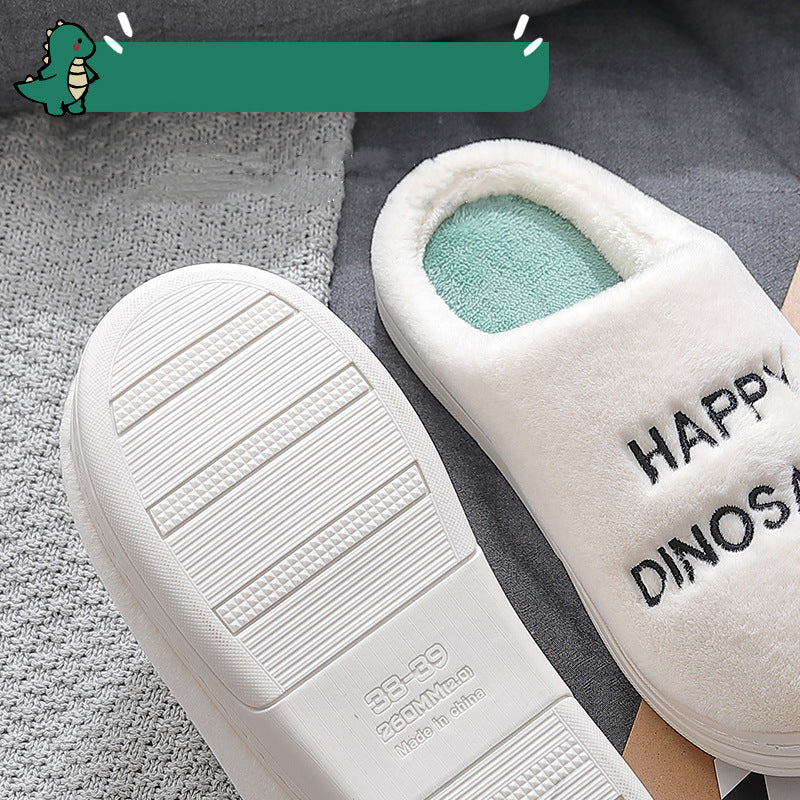 Home Cute New Plush Indoor Couple Warm Cotton Slippers