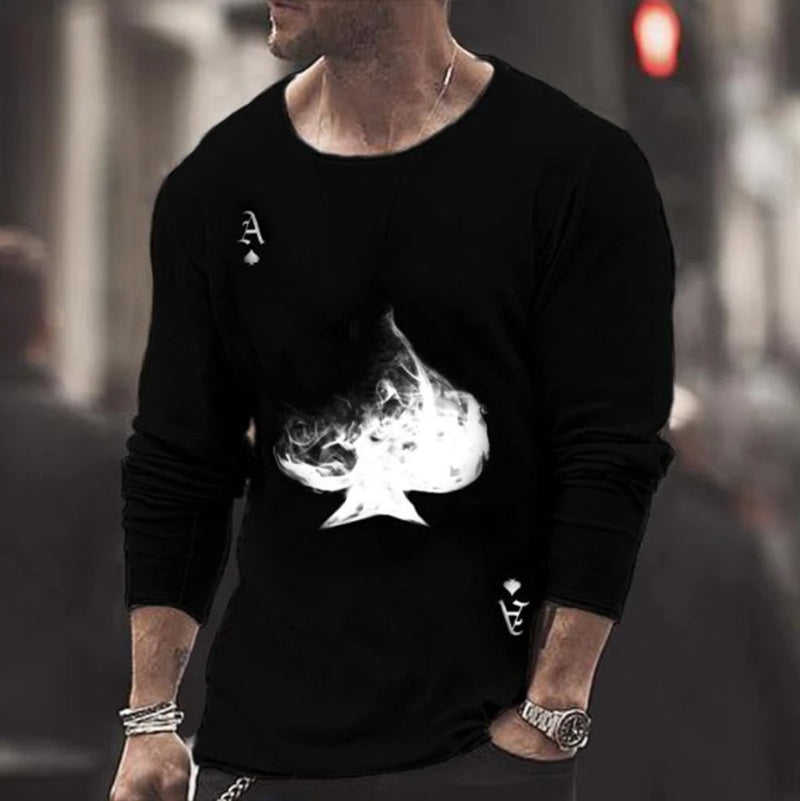 Slim Casual Long-sleeved Youth Ordinary Round Neck T-shirt
