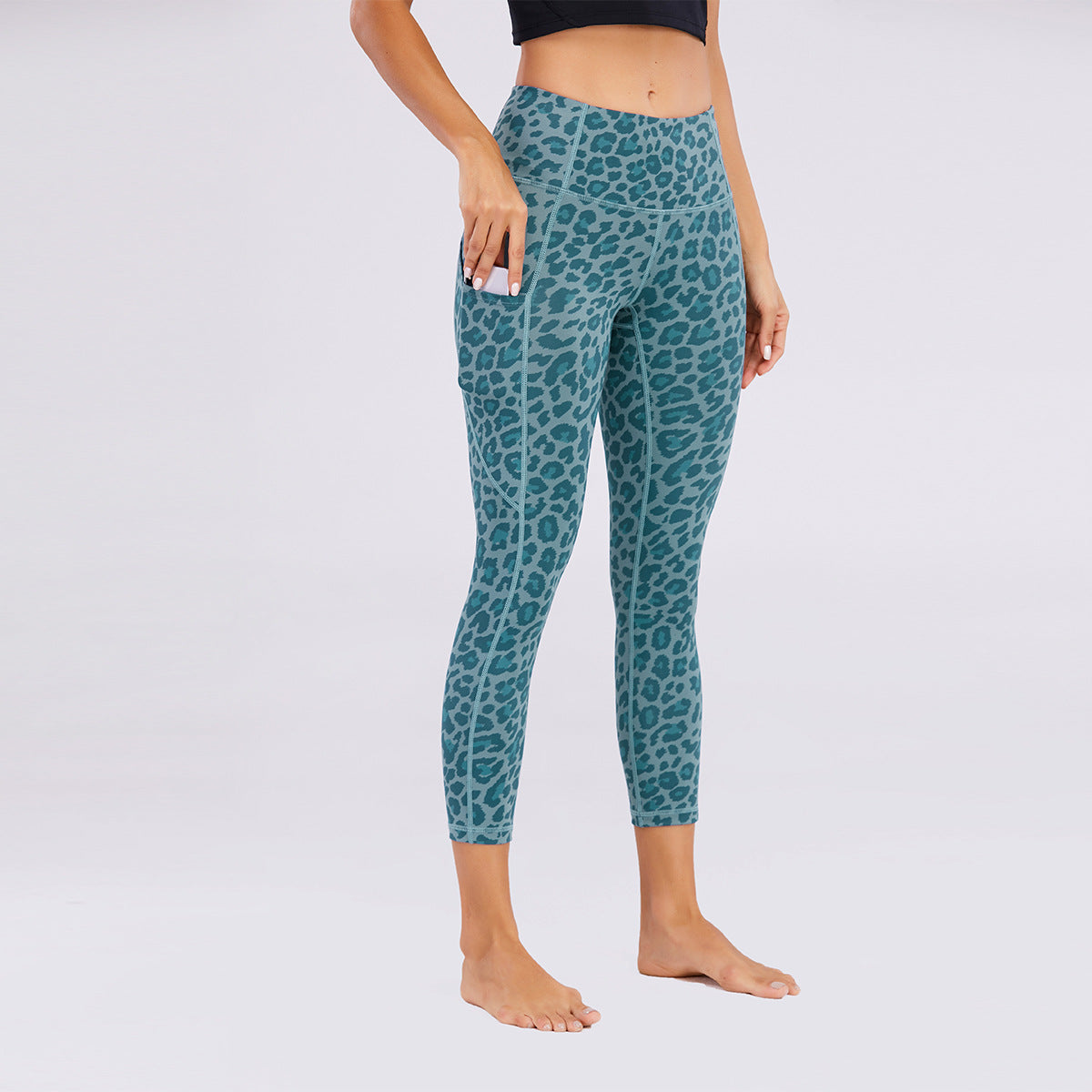 Multicolor High-waist Buttocks Brushed Leopard Print Yoga Pants