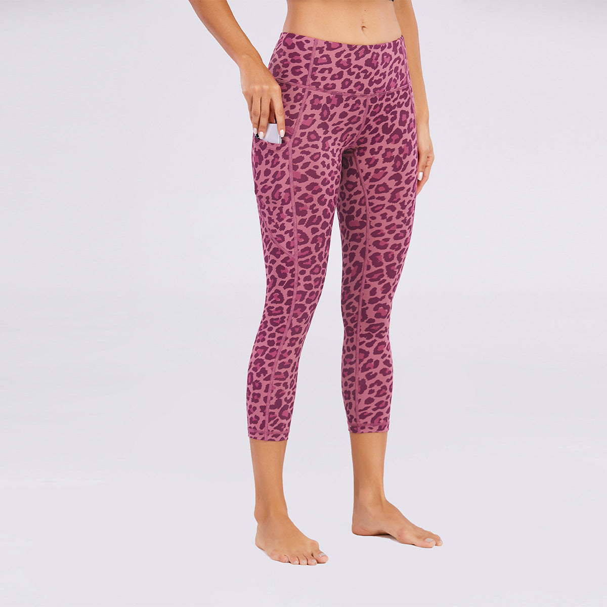 Multicolor High-waist Buttocks Brushed Leopard Print Yoga Pants
