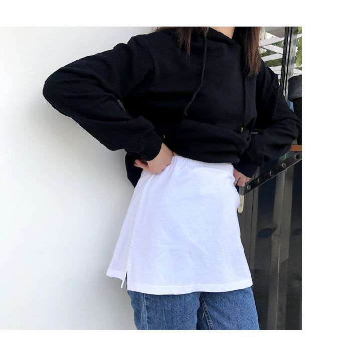 Wear a Fake Hem Sweatshirt With a Hem Skirt Casual Bottoming Skirt