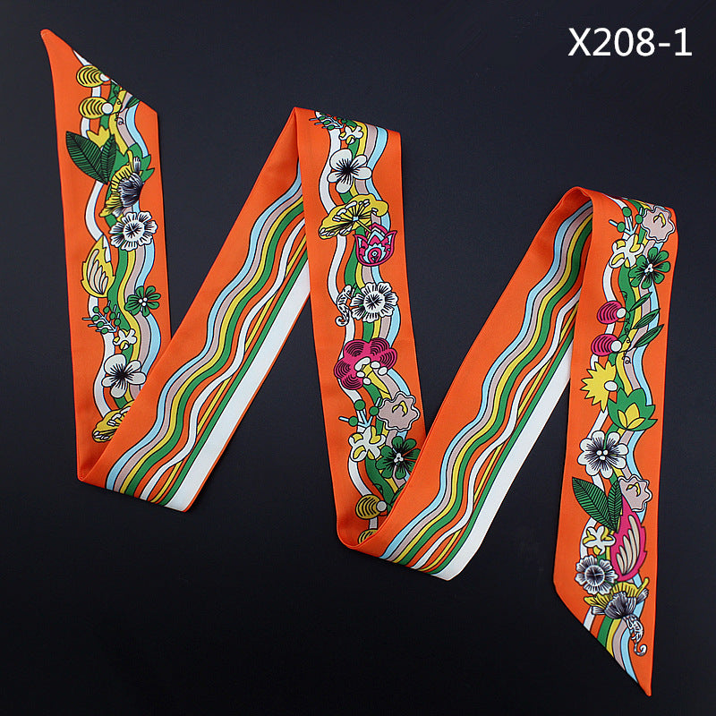 Narrow And Long Ribbon Twill Scarf